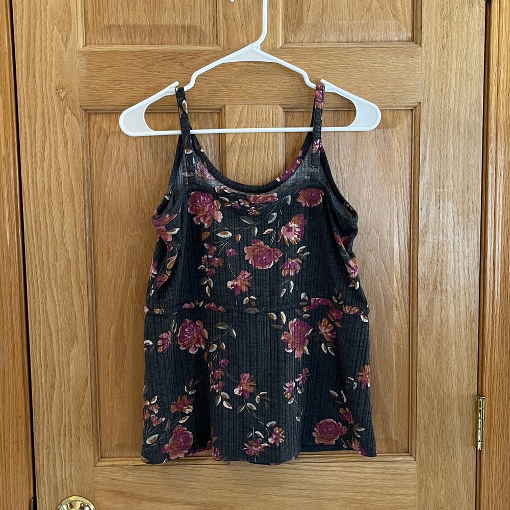 Maurices - Floral Camisole Tank Top - Gray & Pink - Small - Picture 6 of 6